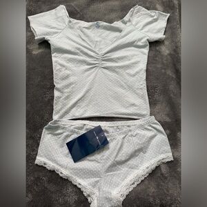 Brandy Melville blue polka dot set